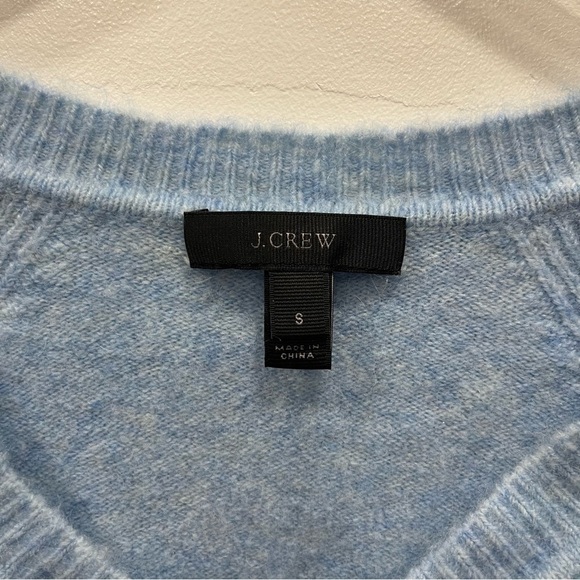 J. Crew Supersoft V-Neck Sweater Heather Blue Small Merino Wool Alpaca - Picture 6 of 11